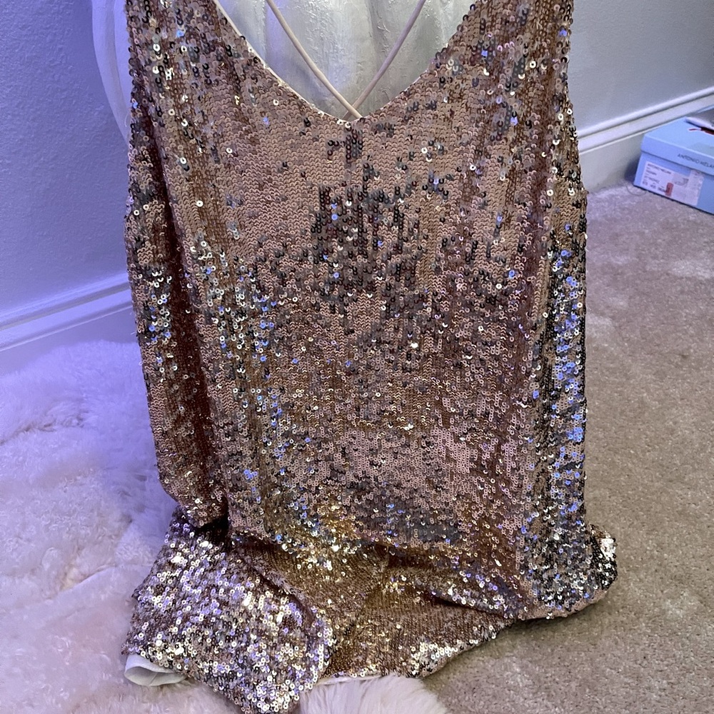 COPY - Free people gold sequins silk lined dress